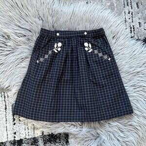 LALI Girls Navy Pinstriped Embroidered Floral Skirt Size 8Y NEW ($58)